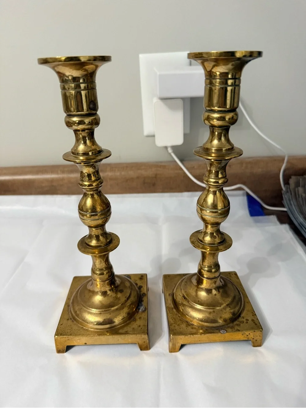 Vintage EB Baldwin Brass Candlestick Holders Pair 10” Heavy